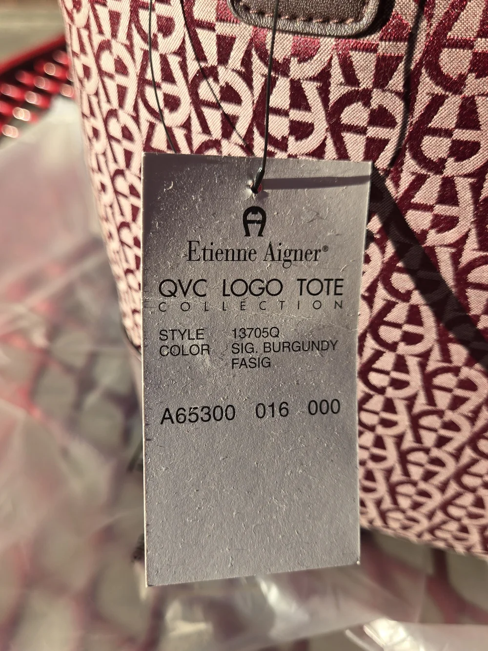 Etienne Aigner Women's Burgundy Patterned Tote Bag